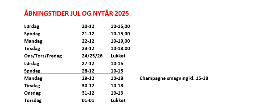 Åbningstider jul 25